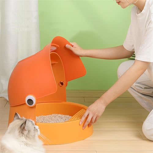 Arenero para gato extra grande con tapa cerrado y anti-salpicaduras miniatura 4