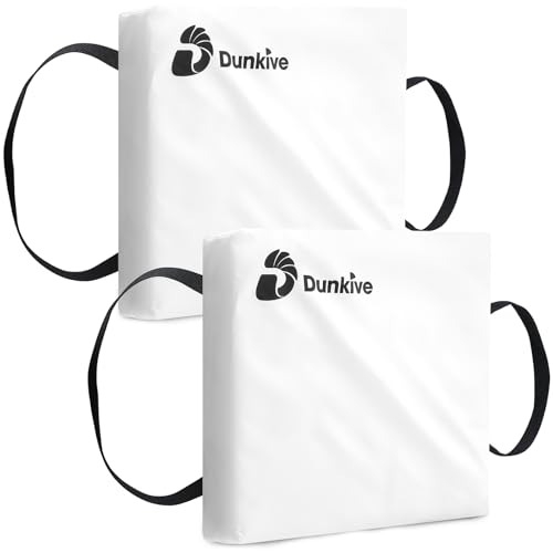 Dunkive 2 Pack Boat Throw Flotation Cushion, USCG Approved, Emergency Marine Throwable Flotation Device, Foam Boat Cushions Life Preserver, Throw Cushions for Boats, Kayaks, Canoes (White)