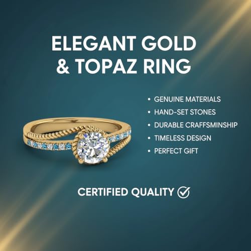 Image of Choose Your Gemstone Rope Split Shank Diamond CZ Ring Yellow Gold Plated Round Shape Split Shank Engagement Ring Minimal Modern Design Birthday Gift Wedding Gift US Size 4 to 12