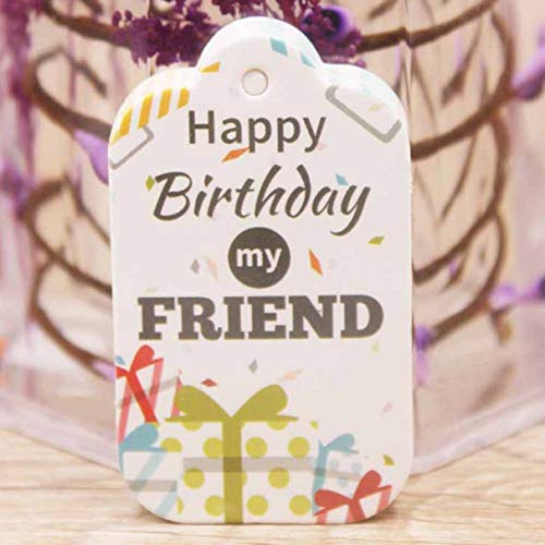 Clement Beck ample 100 Creative Birthday Gifts Small Tag Cards Color Printed Happy Birthday Labels(None MY FRIEND)