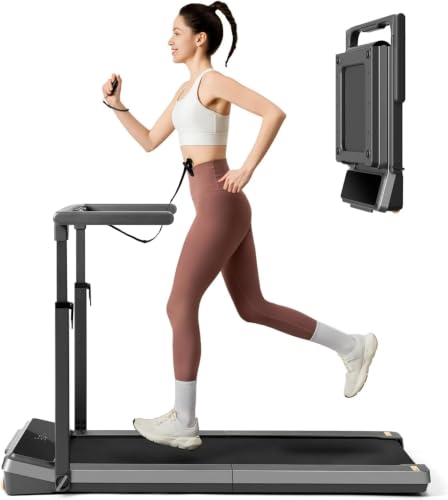 Image of 2-in-1 Foldable Walking Treadmill with Adjustable handrail (Grey Black)