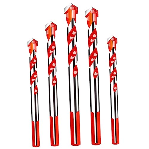 DECOMELODY 5Pcs Multi Functional Carbide Drill Bit Triangle Drill Bits for Ceramic Glass Concrete Marble Wood High Hardness Spiral Design for Efficient Drilling