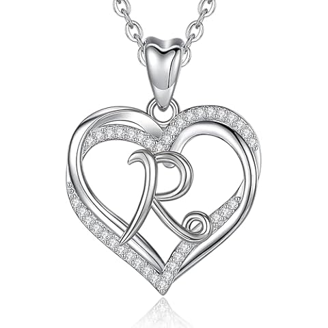 R Initial Heart Necklace for Women Cover