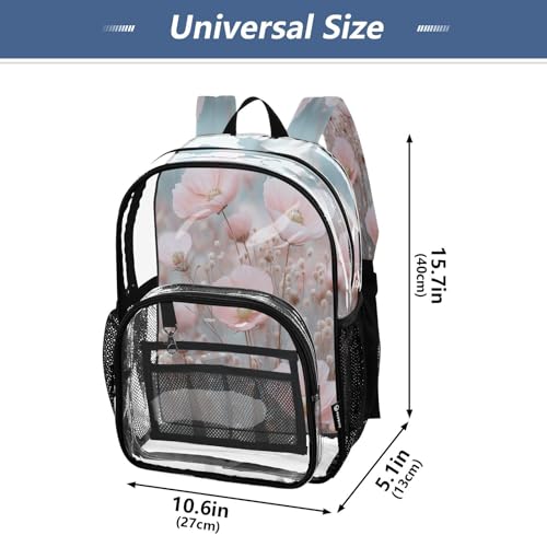 Floral Landscapes Clear Backpack - Stadium Approved Large 15.7-inch Waterproof Transparent Bag for Sports, Concerts, Work, Travel#734