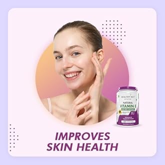 HealthyHey Vitamin E Capsules | Vitamin E for Skin & Hair | Sunflower - D-Alpha-Tocpherol -120 Veg Capsules