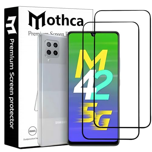Image of Mothca Military-Grade Tempered Glass for Samsung Galaxy M42 5G / M12 / M02S / M02 / A02S / A42 / iQOO Z9 Lite 5G with Edge to Edge Coverage - Case Friendly, Installation Kit (Pack of 2)