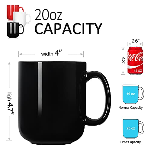 Harebe 20 Oz Large Coffee Mug, Smooth Ceramic Tea Cup For Office And Home, Big Capacity With Handle, Black #TOP1