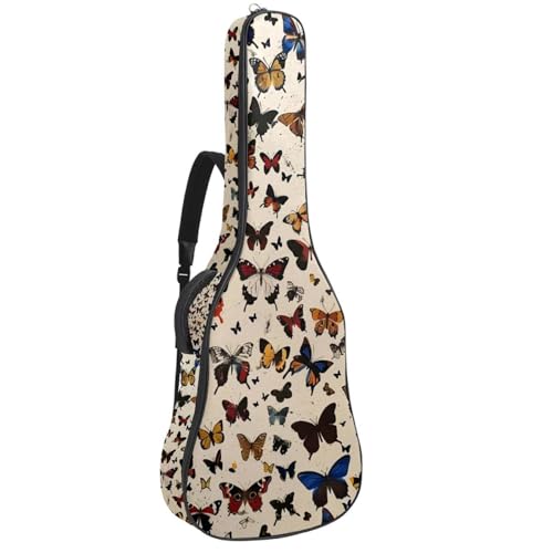 Sac guitare basse imprimé papillons rétro housse électrique 101,6 cm imperméable en Oxford