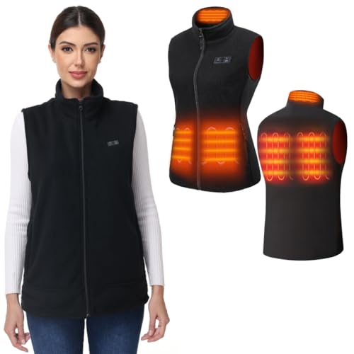 SuCean Gilet Chauffant en Polaire avec Batterie, 5 Panneaux Chauffants