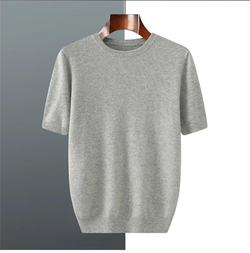 Men’S Slim Fit Wool Blend Knitted Pullover Sweater Short Sleeve Round Neck Business Casual Top Tee3