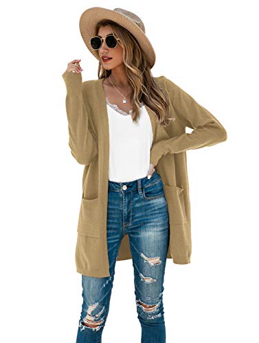 Image of TASAMO Cardigan Sweaters for Women Long Sleeve Open Front Casual Knit Fall Coat Oversized Soft Outwear with Pockets