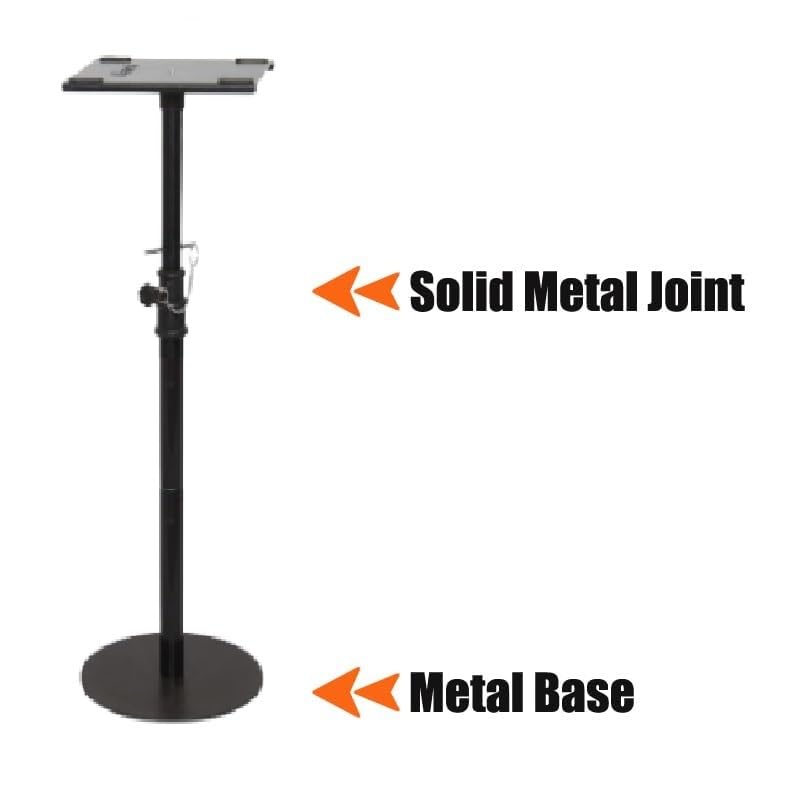 Image of Exito Studio Monitor Speaker Stands Pair. 40Kg Capacity per Stand. Adjustable Height. Metal Constructed Stands Ideal for Surround Sound, Bookshelf and Monitoring Speakers