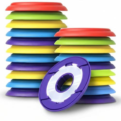 Teyva Daily 20 Pcs Silicone Fishing Line Storage Holders 60mm Assorted Colors Fishing Snell Leader Rigs Gear Spool Winding Boards Line Keeper for Tangle Lines Free Storage