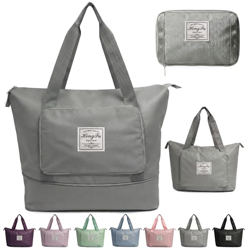 Image of CLAPONE 41 Litre Expandable Nylon Travel Bags for Women /Duffle Bags for Women Luggage /Foldable Vanity Travelling Handbags /Waterproof Hand Bag for Ladies Personal Items (Grey)