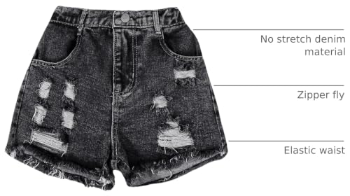 Image of Floerns Girl's Ripped Raw Hem Elastic Waist Straight Leg Denim Shorts with Pockets
