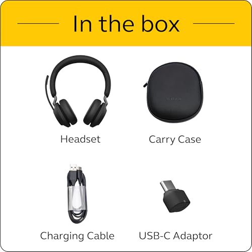 Jabra Evolve2 65 MS Wireless Headphones with Link380c, Stereo, Black – Wireless Bluetooth Headset for Calls and Music, 37 Hours of Battery Life, Passive Noise Cancelling Headphones - image 8