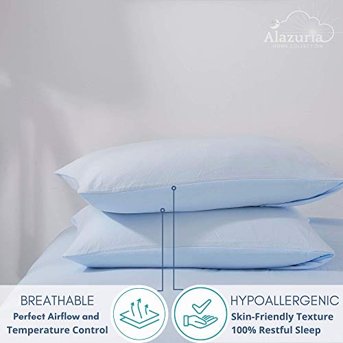 Alazuria Bedding Duvet Cover 3 Piece Set - Natural Wrinkled Style 100% Washed Microfiber, Ultra Soft, Breathable With Zipper Closure (1 Duvet Cover + 2 Pillow Cases) Amalfi Blue, Queen #TOP5