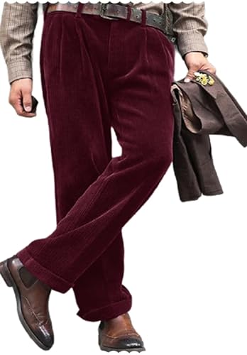 Men's Vintage Corduroy Dress Suit Pants for Wedding Dinner