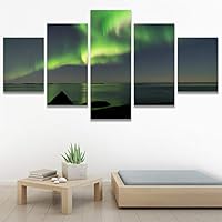 SIGNWIN 5 Panel Canvas Wall Art Astronomy & Space Contemporary Cosmic Dramatic Green Group Photography Realism Ultra for Home Decorations Ready to Hang - 60