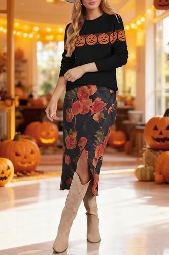 Image of Arach&Cloz Women's Wool Blend Classic Crew Neck Casual Fall Sweaters
