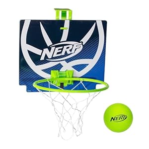 NERF Mini Over the Door Basketball Hoop – Nerfoop Indoor Basketball Hoop for Kids – Toy Door Basketball Hoop + Mini NERF Foam Basketball Game Set – Perfect for Bedroom Indoor Basketball – Green