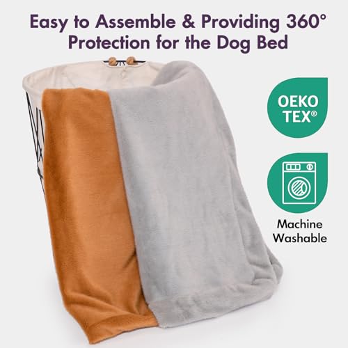Image of Faux Fur Dog Bed Covers - Ultra Soft Rose Velvet, Removable & Washable, Cozy & Durable,Large Pet Bed Cover Only (No Filling) - Gray, (Fleece Gray, 42 inch L x 28 inch W x 4.5 inch Th)