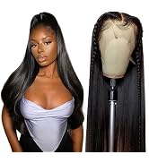 13x6 Lace Front Wigs Human Hair 26 Inch Bone Straight Lace Frontal Human Hair Wigs Pre plucked 18...