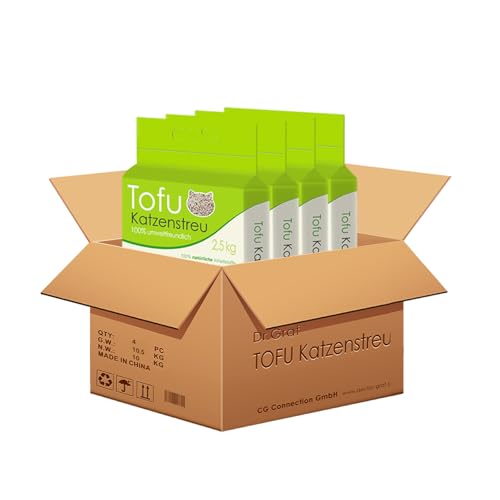 Dr. Graf Tofu Arena para Gatos, 100% Natural, innovadora Arena de grumos, inodora, Completamente Soluble en Agua, Biodegradable, sin Polvo, Extremadamente Absorbente y de Secado rápido (4 Unidades)
