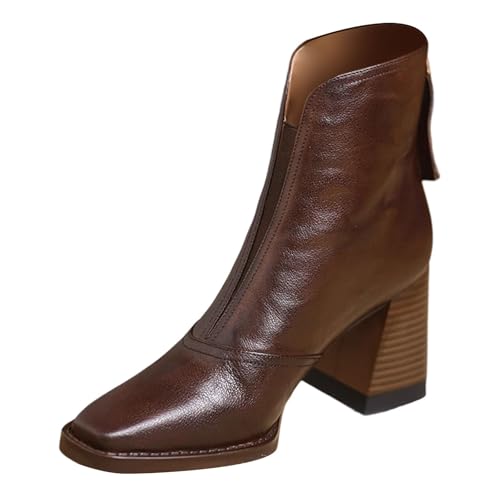 Bottines rétro pour femme en version bottes courtes à talon haut et zip arrière