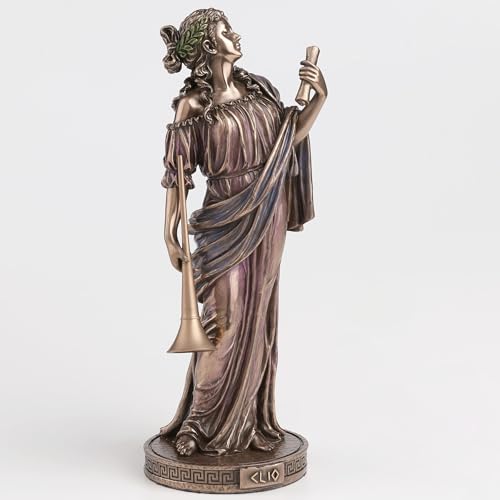 Escultura Clío, Musa Griega de la Historia, Bronce y Resina miniatura 2