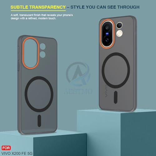 Image of AESTMO Vivo X200 FE 5G Back Cover | Slim Hard Shell | Matte Frosted Hard Back Translucent Back Cover for Vivo X200 FE 5G (Compatible with MagSafe Accessories, Black)