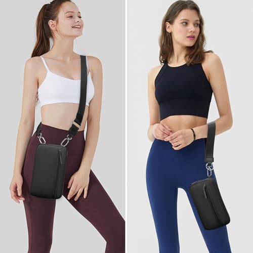 Wristlet Wallets for Women Checkered Wallet Small Crossbody Bag Nylon Quilted Purse Credit Card Holder with 4 Zipper2