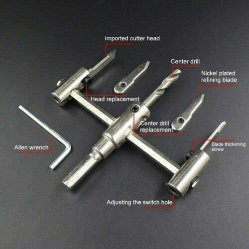 Miniatura 4 de Boxonly Sierras de agujero Broca de corte redondo Cortador de madera 1.575-11.811 in Ajustable agujero circular agujero cortador Sierra de agujero