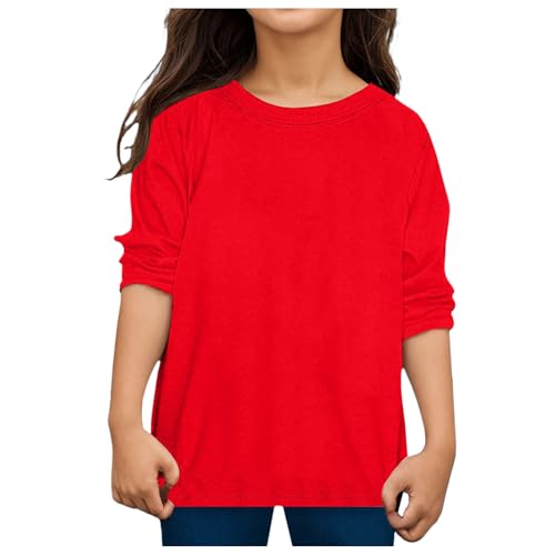 Kids Long Sleeve Solid T Shirts Autumn Casual Blouse Unisex Design Soft Tee for Boys Girls Simple Minimalist Style