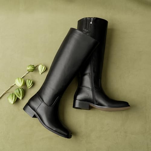 Image of Vepose Women's 9509 Knee High Boots, Low Heel Square Toe Riding Boots, Tall Boots with Side Zipper