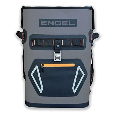 Engel BP25-Orange 25 Quart Roll-Top High Performance Backpack Cooler Dark Gray/Orange Cover
