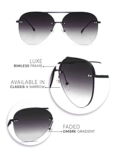TOPFOXX - Megan 2 - Black Aviator Sunglasses for Women - UV400 Protection - Oversized Classic Pilot Sunglasses4