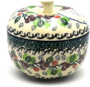 Polish Pottery Apple Baker - Burgundy Berry Green