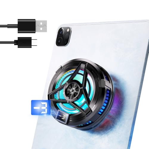 Olycism Magnetic Phone Cooling Fan with Magnetic Sticker Phone Clip Temperature Display LED Compatible with iPhone iPad Android Tablet Colorful