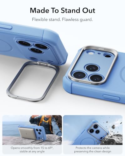 Image of ESR for iPhone 17 Pro Case Flex Stand, for MagSafe, Rugged, Light Blue | Camera Control, 7X Military-Grade Drop Protection, Magnetic Phone Case, Shock-Absorbing Rugged Cover, Dustproof Port Cover