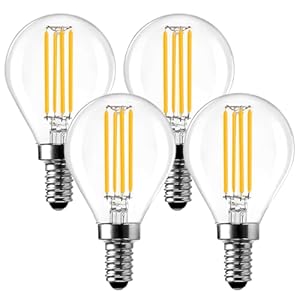 4 Pack Dimmable E14 Small Edison Screw LED Bulbs, 6W G45 Golf Ball LED Vintage Filament Bulbs, 60W Equivalent 2700K Soft White Bulb