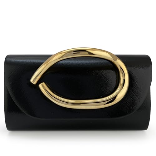 MYHOZEE Clutch Purses for Women Formal Black Clutch Vegan Leather