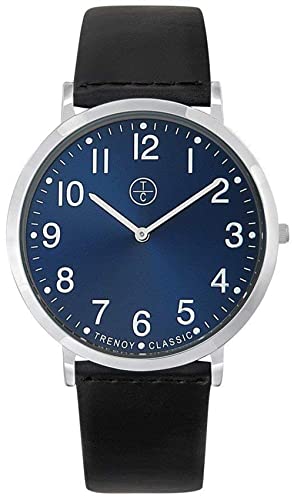 Montre homme bracelet cuir noir et cadran bleu quartz CC1032-05
