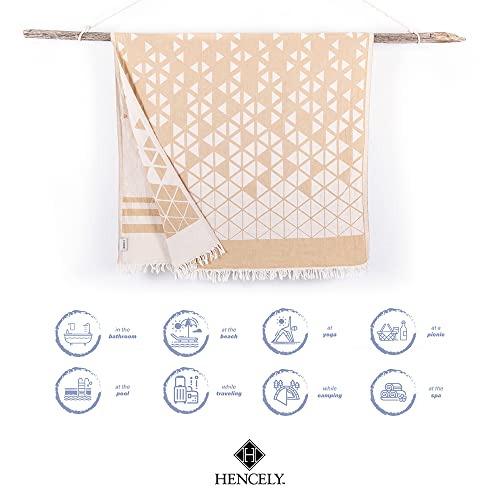 Hencely Beach Towels, 100% Cotton Soft Turkish Large Beach Towel 37 X 68 Inches For Spa, Beach, Pool, Gym And Bathroom (Pyramid Gold) #TOP3
