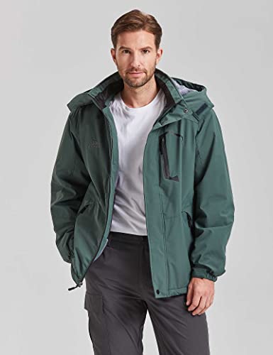 Image of ELLSWOS Men's Waterproof Ski Jacket Winter Snow Coat Warm Hooded Raincoat Windproof Windbreakers