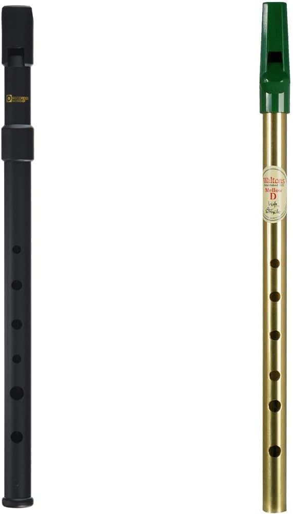 Recorder Workshop 922D Irish Whistle in D - Black & WALTONS 1521 Brass Irish D Whistle