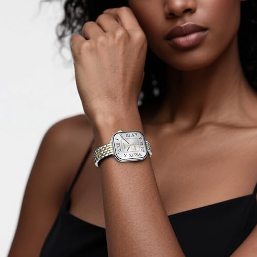 Image of Slim Metal Bands for Apple Watch 38mm 40mm 41mm 42mm(Series 11 /10) | Thin Shiny Stainless Steel Strap Bands for Women, Fit iWatch Series 11 10 9 8 7 6 5 4 3 2 1 SE3 SE2 SE, Silver /Gold