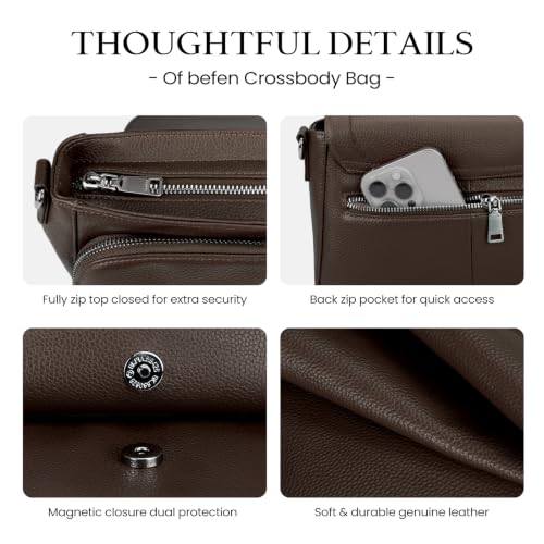 Image of befen Genuine Leather Medium Crossbody Bags for Women Saddle Bag Purse