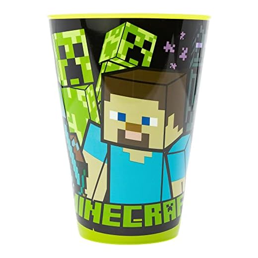 Stor Vaso Infantil de plástico Reutilizable de 430 ml de Minecraft