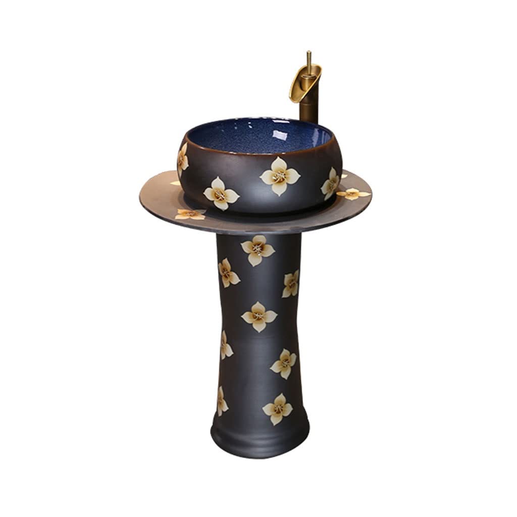 Rkvxcjhdr A Pedestal Sink Pedestal Vessel Sink Rt Pedestal Basin Ceramic Washbasin One-Piece Pedestal Combo Sink With Faucet Bathroom Sinks
